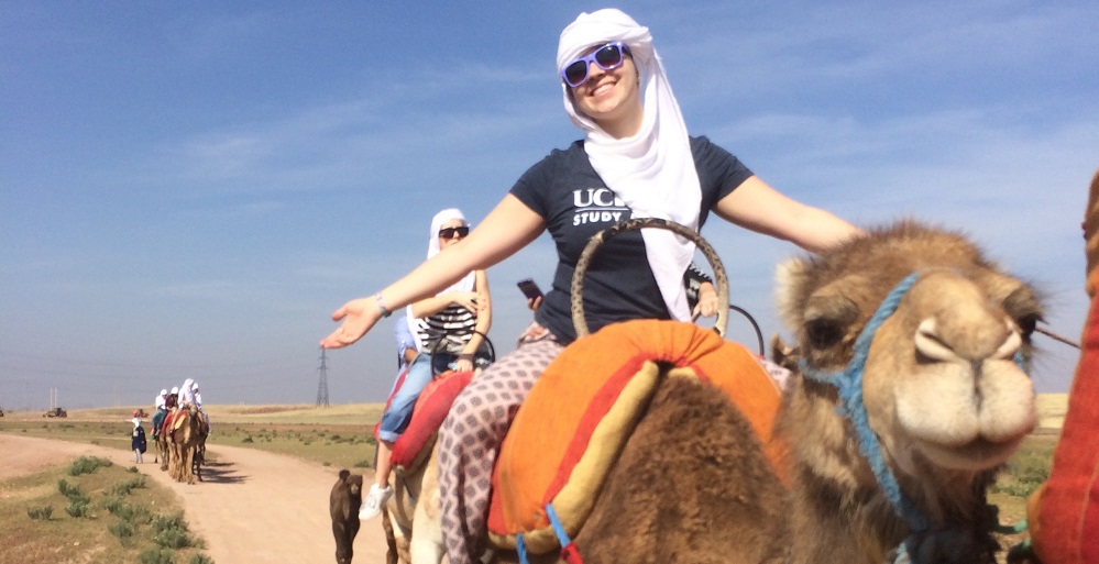 Students and camel