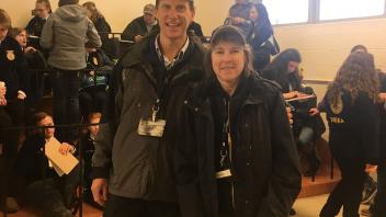 Dr. Hovey and Lisa Holmes at Field Day with FFA students