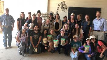 Mr. Edwards, Mr. Snodgrass, Dr. McLean and students at an ANS141 lecture at the Horse Barn 